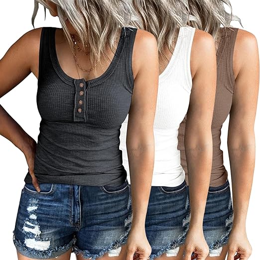Women Tank Tops, Summer Casual Sleeveless Top, Cami Top -Pack of 3 Women Tank Tops, Summer Casual Sleeveless Top, Cami Top -Pack of 3